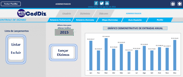 Planilha Excel Dízimos e Ofertas