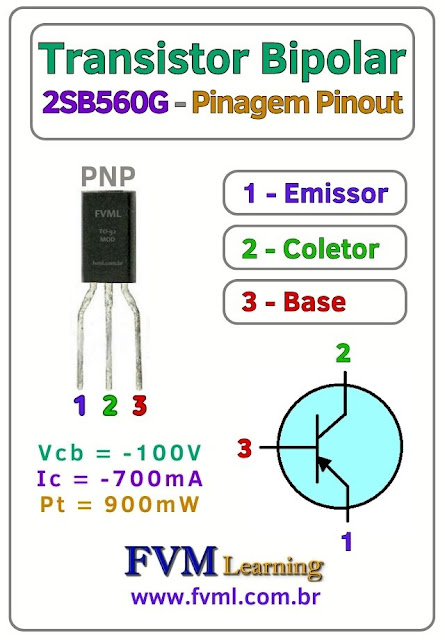 Pinagem-Pinout-transistor-PNP-2SB560G-Características-Substituição