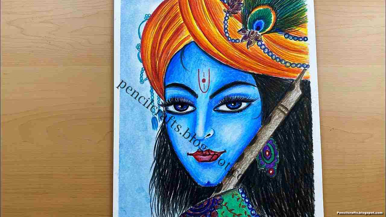 Easy and Simple Beautiful Pencil Drawings of Krishna