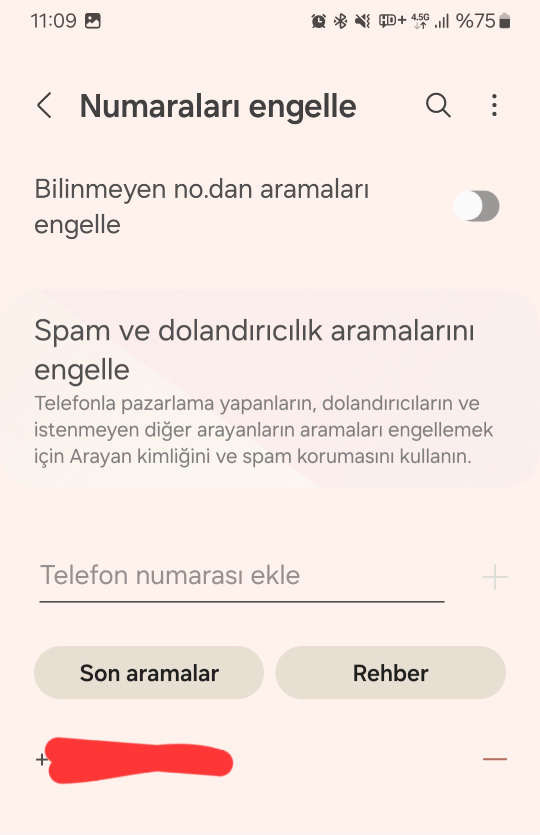 Android engellenen numara görme