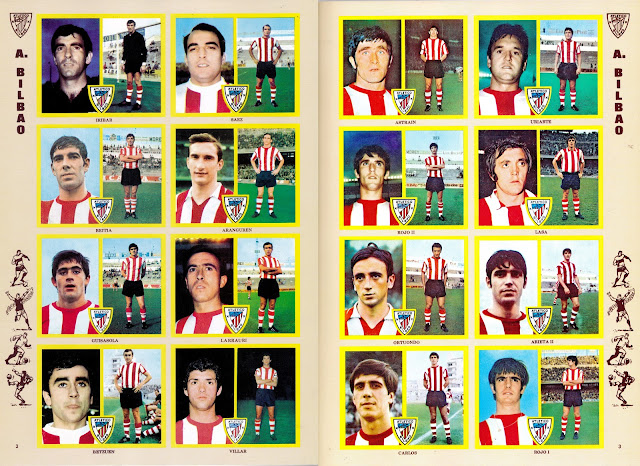 ATHLETIC CLUB DE BILBAO. Temporada 1972-73. Álbum Campeonato de Liga 1972/73, Ediciones Este. IRIBAR, SÁEZ, ASTRAIN, URIARTE. BEITIA, ARANGUREN, ROJO II, LASA. GUISASOLA, LARRAURI, ORTUONDO, ARIETA II. BETZUEN, VILLAR, CARLOS, ROJO I.