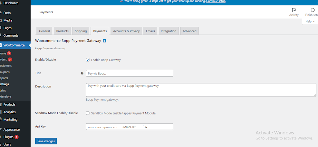 Bopp payment gateway integration woocommerce custom plugin