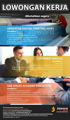 Lowongan Kerja Malang di Jawara Express Advertising and Digital Printing sebagai Operator,Customer Service,Sales