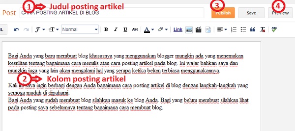 Cara Menulis Artikel Di Blog spot