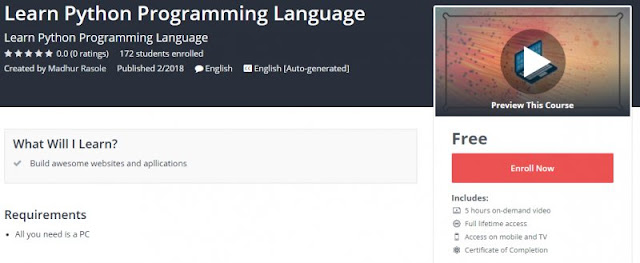 [100% Free] Learn Python Programming Language