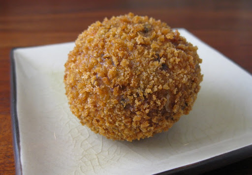 Thanksgiving Stuffing Croquettes with a Gravy Center