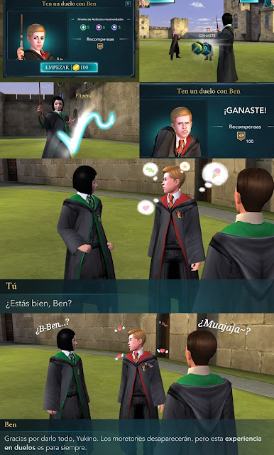 Hogwarts Mystery fotonovela prefecto Félix duelo