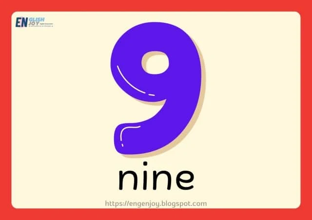 ตัวเลข 9 nine อ่านว่า ไนนฺ แปลว่า เก้า