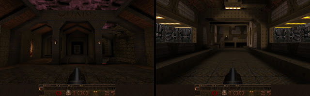 Quake 1 level select and level 1 screen shots