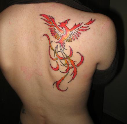 Phoenix Tattoo Designs in Back 5