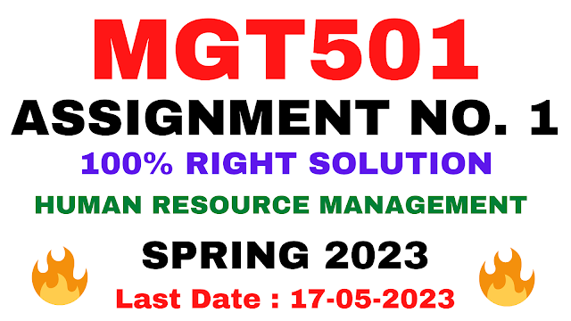 MGT501 ASSIGNMENT NO. 1 SPRING 2023 || 100% RIGHT SOLUTION || HUMAN RESOURCE MANAGEMENT || BY VuTech