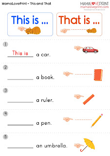 #MamaLovePrint 英文工作紙 -  This is That is English Basic Grammar Learning Activities Kindergarten Worksheet Free Download  英文限定詞  幼稚園工作紙 英文文法學習資源 英文指示代名詞 Demonstrative Pronouns In English