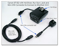 OC1006: Canon ST-E2 with Hot Shoe, Aux Sync Jack and Mini-DIN Connector to Modified OCC