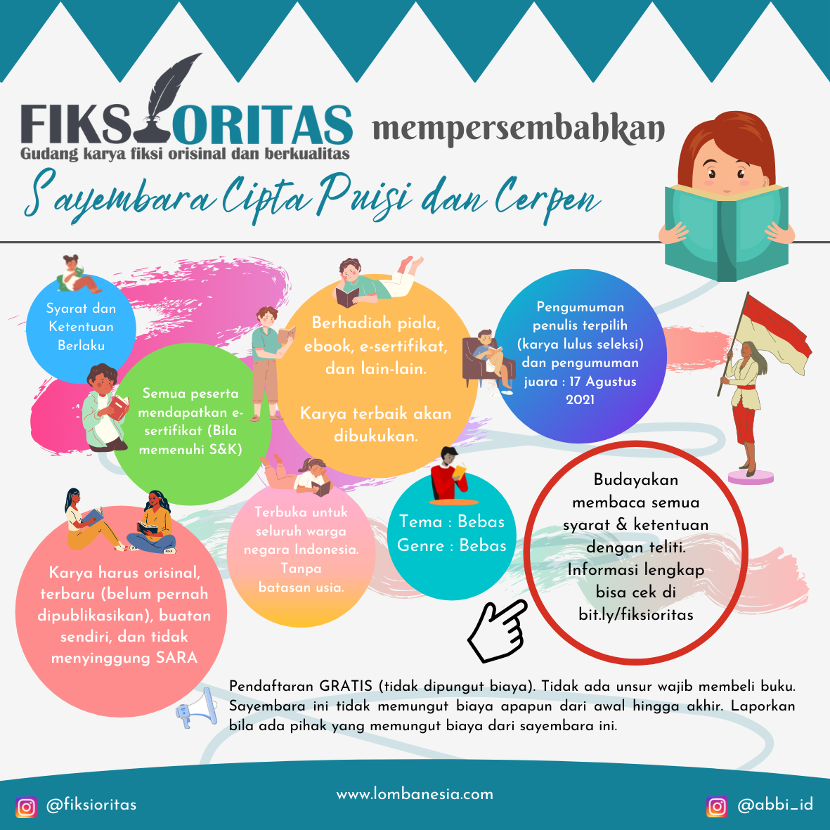 Sayembara Cipta Puisi dan Cerpen oleh Fiksioritas