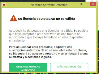 Autocad, "su licencia de Autocad no es válida" es demasiado intrusiva 