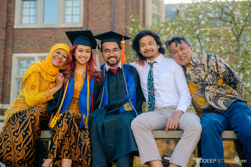 University of Michigan College Graduation Pictures with Family for international students by SudeepStudio.com