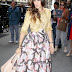 Sarah Jessica Parker in summer floral dress with SJP Fawn Pumps