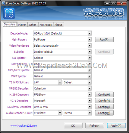 pure codec settings - Decoders
