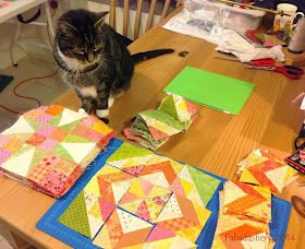 Suzi the cat helps out with Celtic Solstice Mystery Quilt 