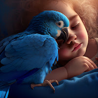 papagaio amizade menina papagaio azul dormir