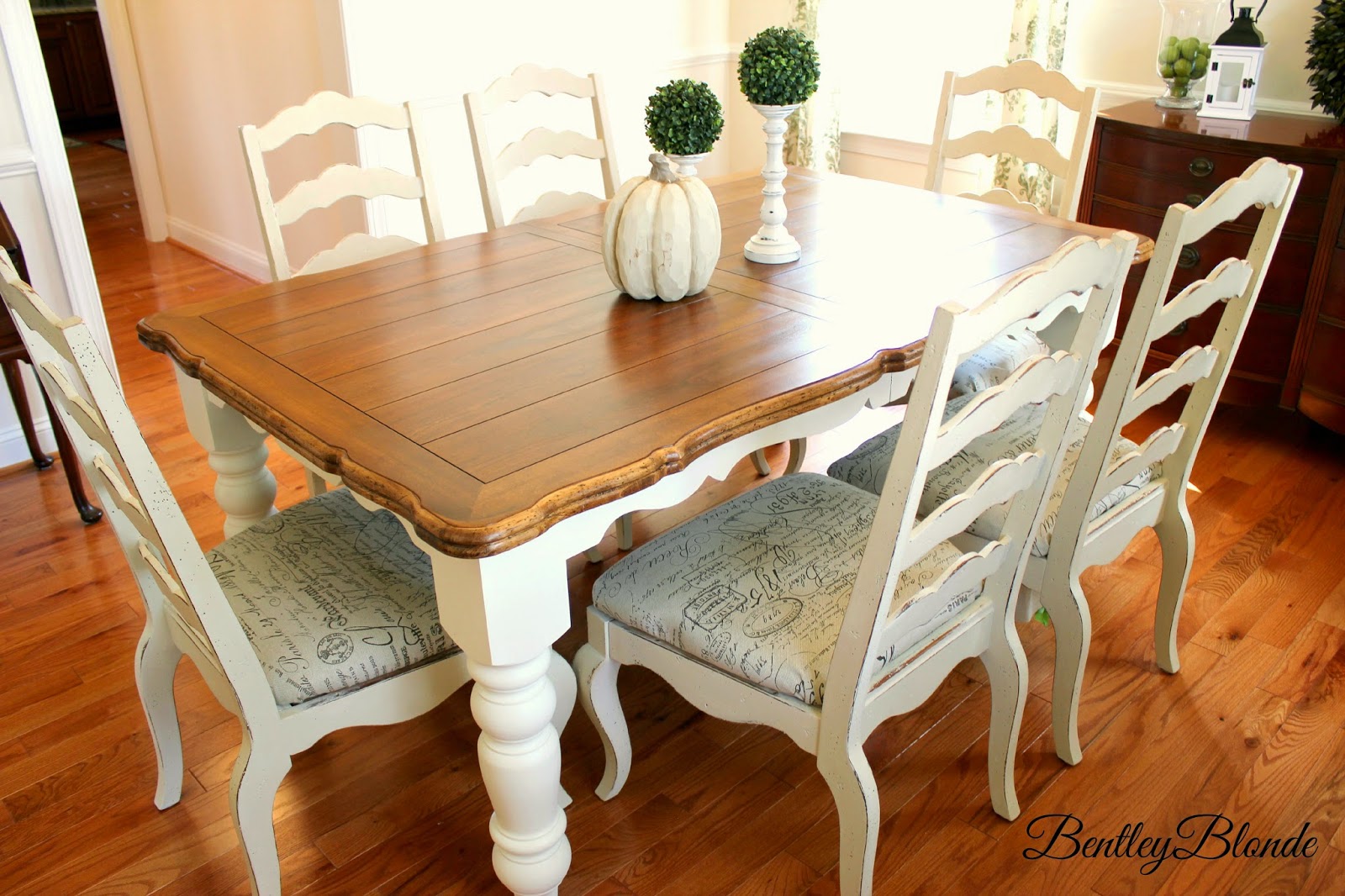 BentleyBlonde DIY Farmhouse Table Dining Set Makeover With Annie
