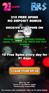 210 Free Spins no Deposit Sign-up Bonus - 21 Casino