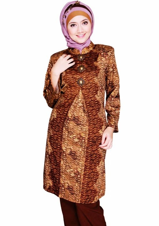 Model Baju Batik Kantor Wanita Berjilbab Fashion Tren