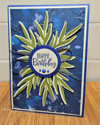 Rhapsody in craft, #colourcreationsbloghop, Starry Sky, Male Cards, Male Birthday. Birthday Cards, Painted Texture 3D Embossing Folder, Sun Prints DSP, Sending Dies, Sending Smiles Bundle, Sending Smiles Stamp Set, Peaceful Moments Stamp set, Layering Circle dies, Peaceful Moments, In Color Matte Dots, Metallic Woven In Color Ribbon, 2022-23 Annual Catalogue, Stampin' Up,