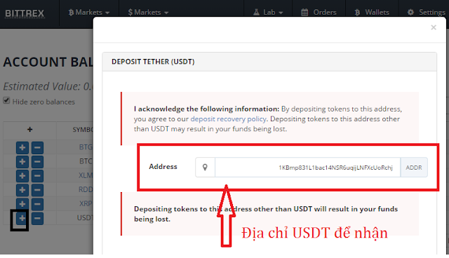 lấy địa chỉ usdt ở sàn bittrex 