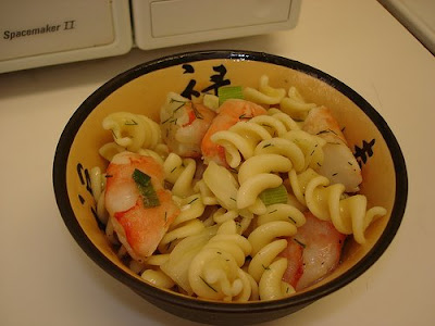 Lemon fusilli with shrimp