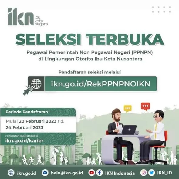 Seleksi Terbuka Penerimaan Pegawai Pemerintah Non Pegawai Negeri (PPNPN) Di Lingkungan Otorita Ibu Kota Nusantara Tahun 2023