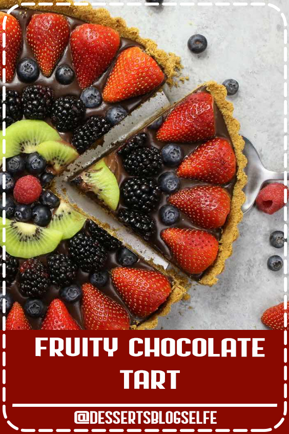 No Bake Fruit Pizza Chocolate Tart – simple and decadent fruit tart that’s unbelievably beautiful and delicious. It has a graham cracker crust and smooth creamy chocolate filling, topped with fresh fruits. All you need is a few simple ingredients: graham cracker, butter, chocolate, heavy cream and fresh fruits. A simple dessert your whole family will be obsessed with. Perfect for summer parties. Quick and easy, dessert recipe. vegetarian. Video recipe. #DessertsBlogSelfe #No Bake #FruitPizza #chocolate #SummerDesserts 