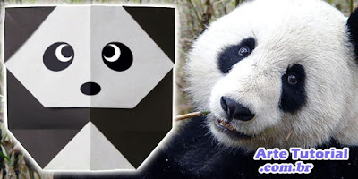 Urso panda de papel com oragami