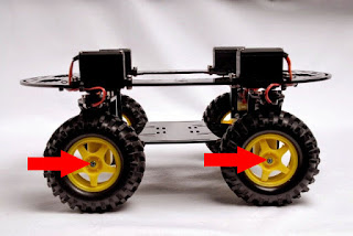 Tornillos centrales de las ruedas del robot