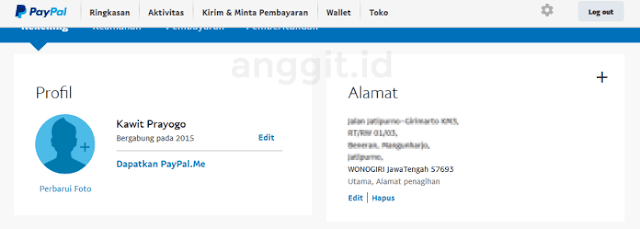 Nama dan Alamat Akun Paypal