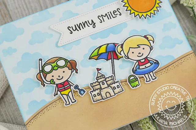 Sunny Studio Stamps: Beach Babies Sunny Smiles Summer Themed Card by Juliana Michaels