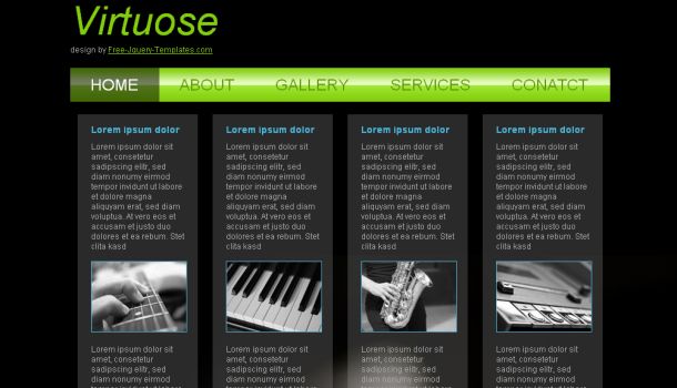 Black Green Music CSS Website Template