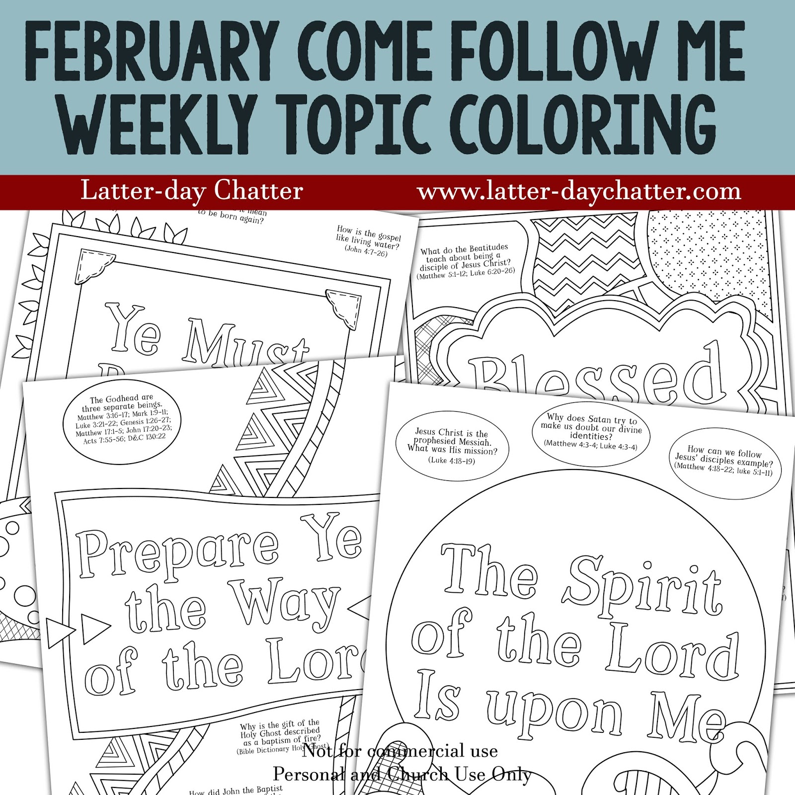 Latter-day Chatter: February Topic Coloring Pages