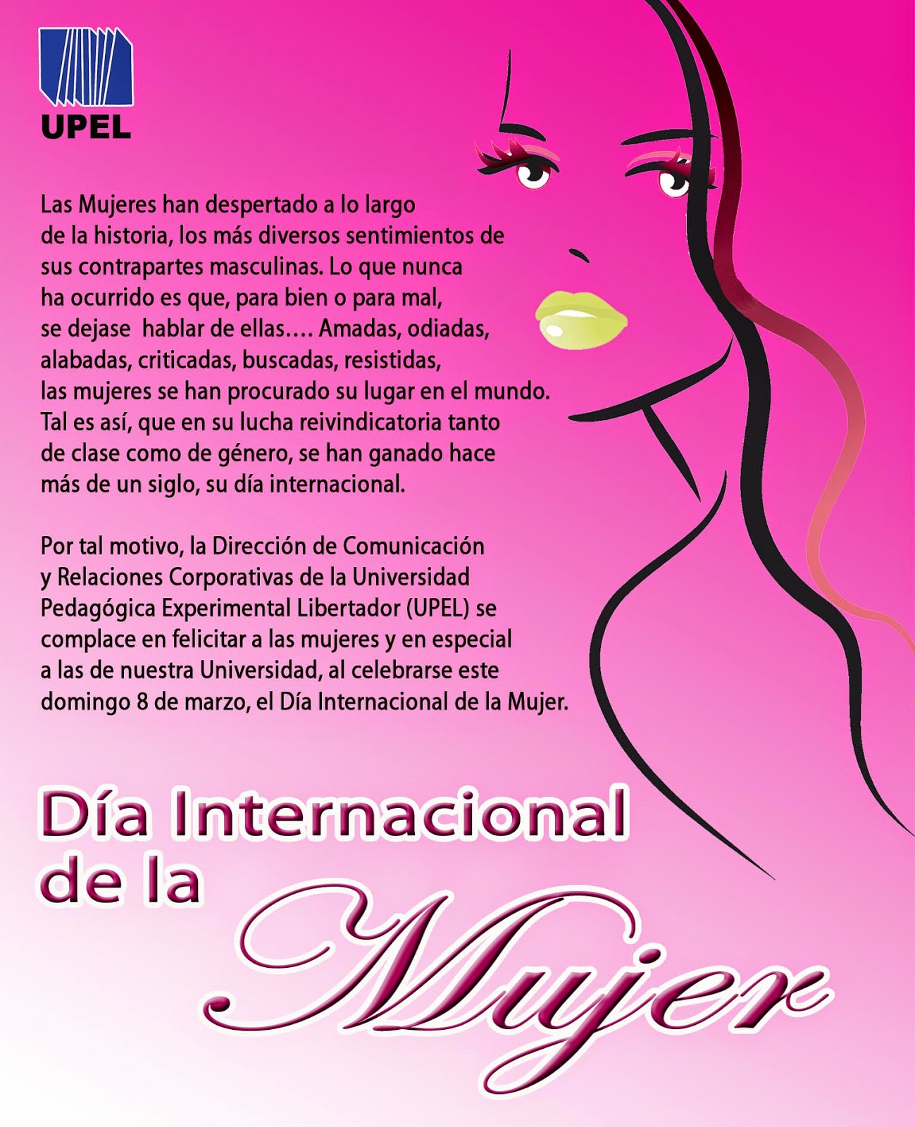 Avisos UPEL Rectorado: Salutación Día Internacional de la Mujer 8 de marzo de 2015