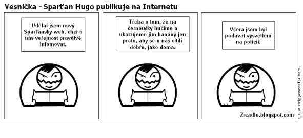 Komiks Vesnička - Sparťan Hugo publikuje na Internetu.
