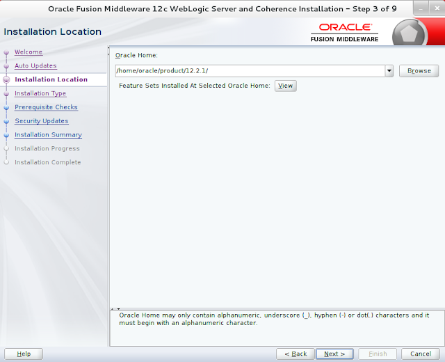 Weblogic Server Installation wizard screen 3