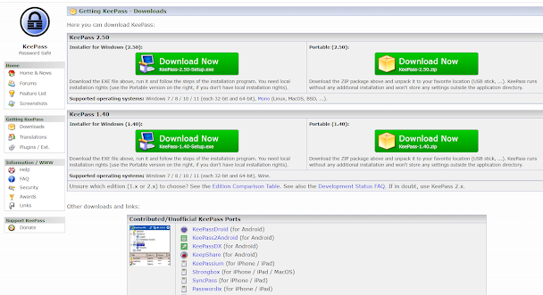 KeePass Password Safe Setting