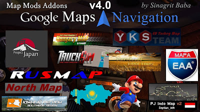 ETS 2 - Google Maps Navigation Normal & Night Version Map Mods Addons v4.0