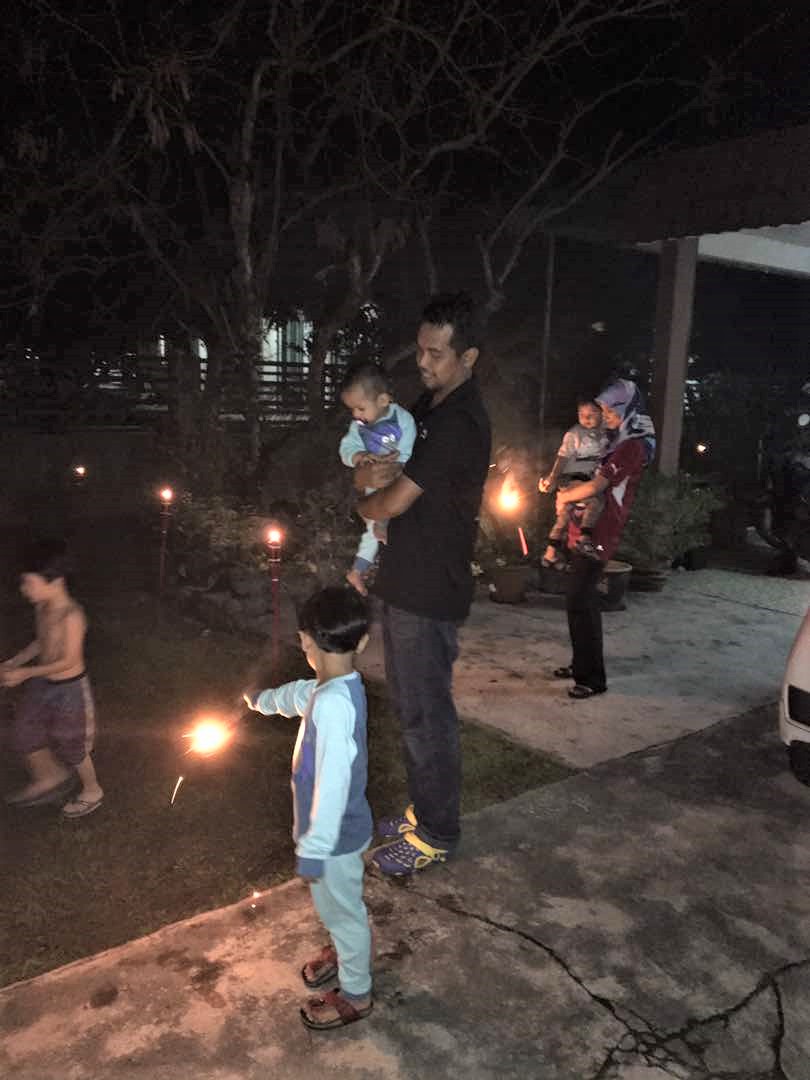  Playing Sparklers On Last Night Before Eid