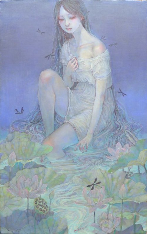 Miho Hirano pinturas mulheres delicadas orientais surreais fantasia triste