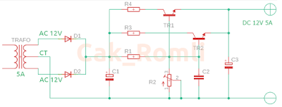 Rangkaian Power  Supply  12V  5A Sederhana dan Stabil Romli 