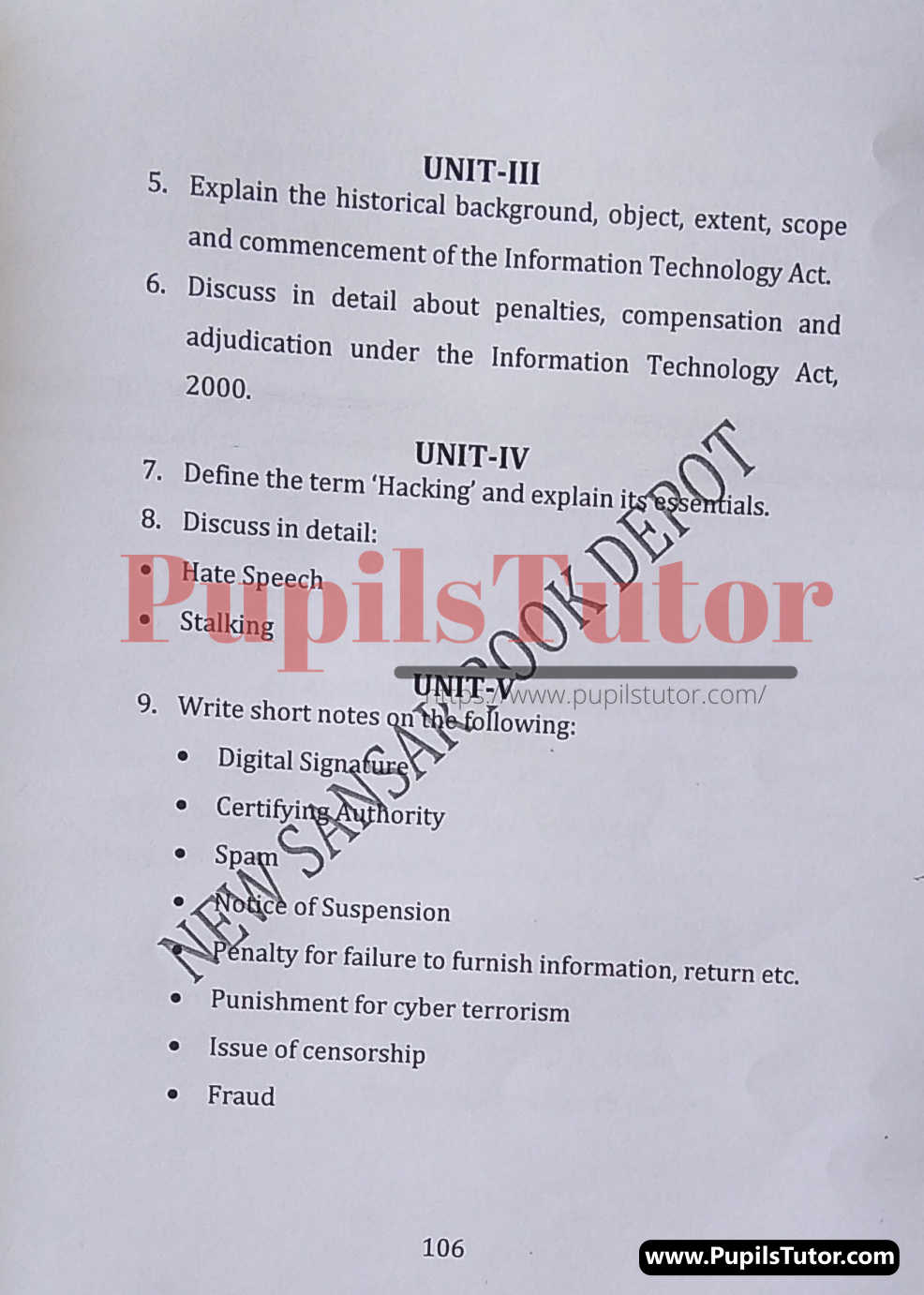 M.D. University LL.B. Information Technology (Cyber Law) Second Semester Important Question Answer And Solution - www.pupilstutor.com (Paper Page Number 2)