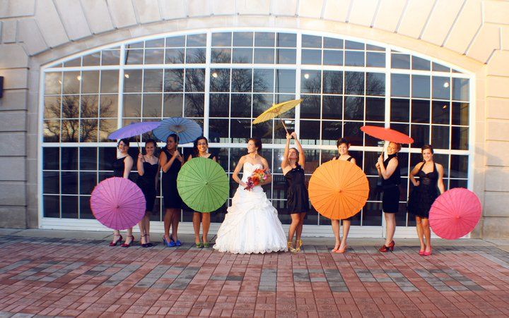 Usually for a rainbow wedding each bridesmaid wears a different colored 