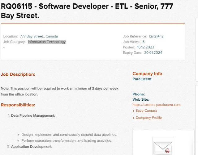 Software Developer job Bay Street Canada