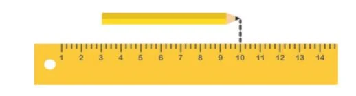 Panjang pensil adalah ... cm. A. 10  B. 7  C. 3